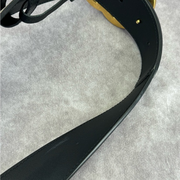 Authentic Gucci Monogram Canvas GG Marmont 400593 Khaki Belt 65/26 - Picture 9 of 11